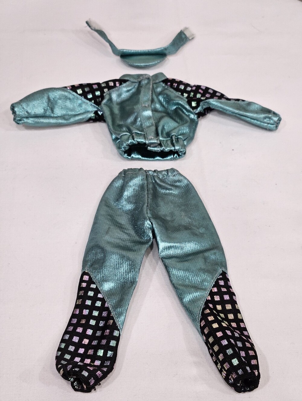 1990’s Barbie Clone Outfit Metallic Blue Workout Metallic Pants~Jacket